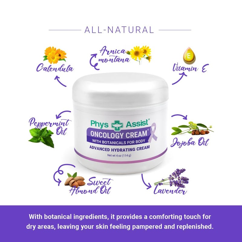 PhysAssist Oncology Cream 4 oz plus 3 Pack Lip Balm. Hydrating to Stressed Skin Undergoing Chemo or Radiation. Skin Therapy. Made with Botanicals. - Image 5
